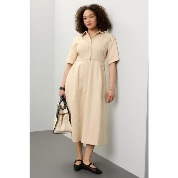 Rosetta Getty x RTR Beige Twill Bone Shirtdress Size 4 - Picture 1 of 6